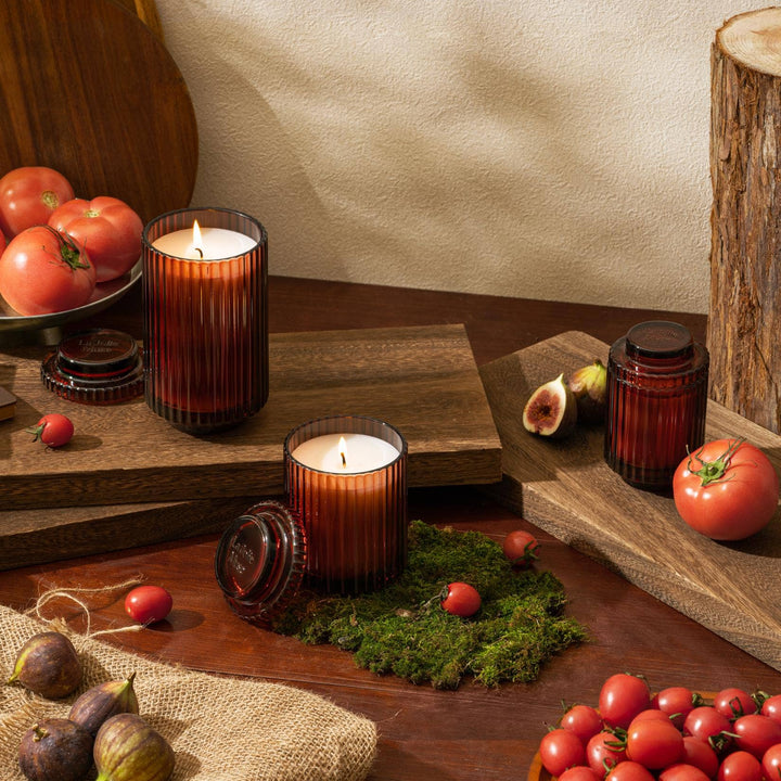 Aurélie Reeded Glass Candle: Tomato & Vine (L)