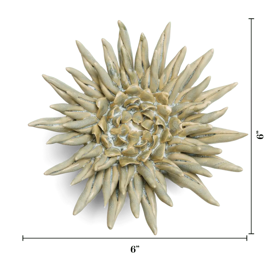 Ceramic Flower Wall Art Flower: Large Flower Green 6"