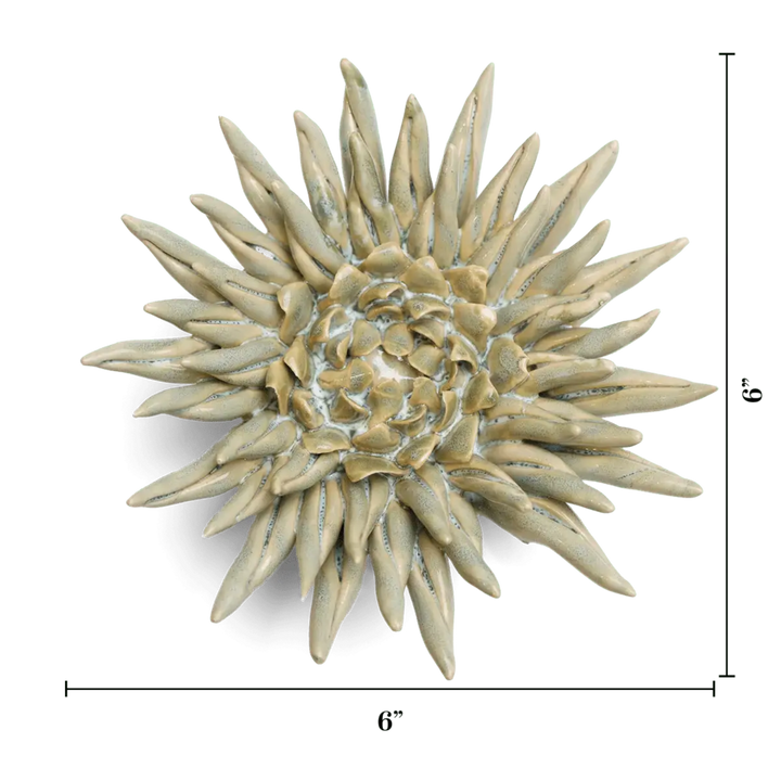 Ceramic Flower Wall Art Flower: Large Flower Green 6"