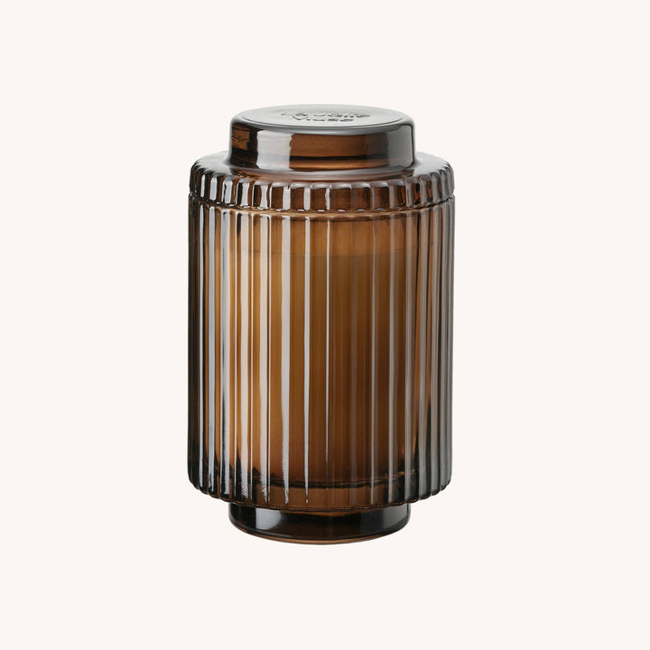 Aurélie Reeded Glass Candle: Saffron & Oud - (M)