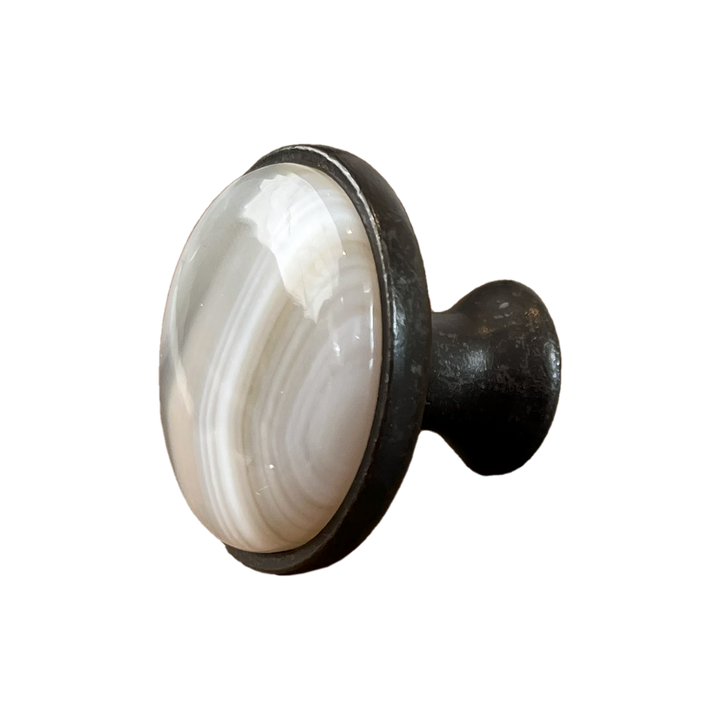 White & Grey Agate Cabinet Knob