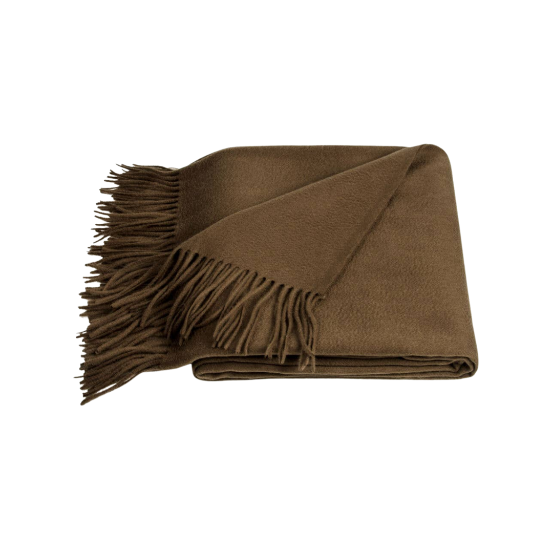 Amar Cocoa Camel Wool Throw Blanket