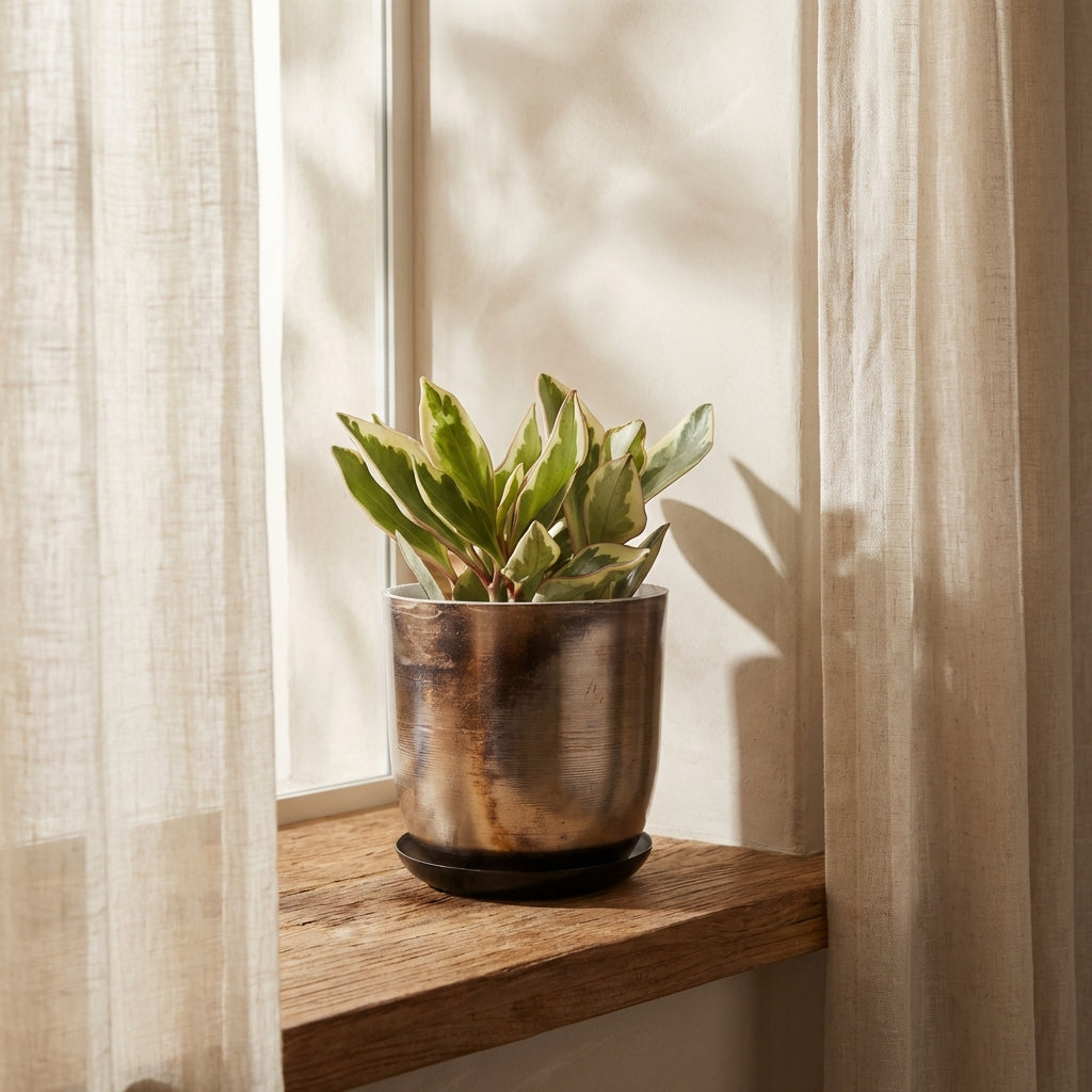 Jo Artisan Patina Brushed Metal Planter