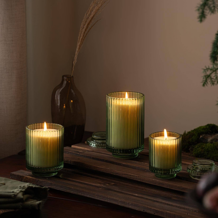 Aurélie Reeded Glass Candle: Kyoto Vine & Moss (M)