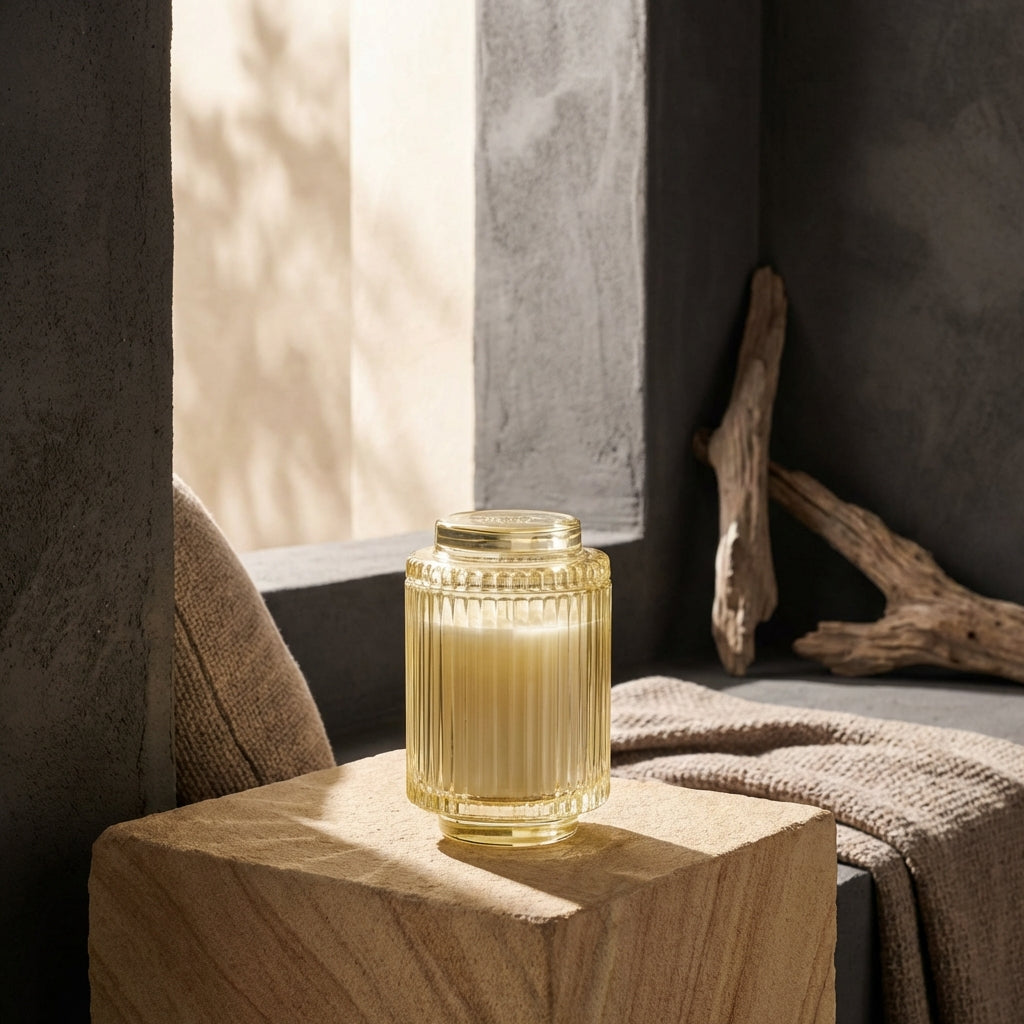 Aurélie Reeded Glass Candle: Champs de Tuberose - (M)