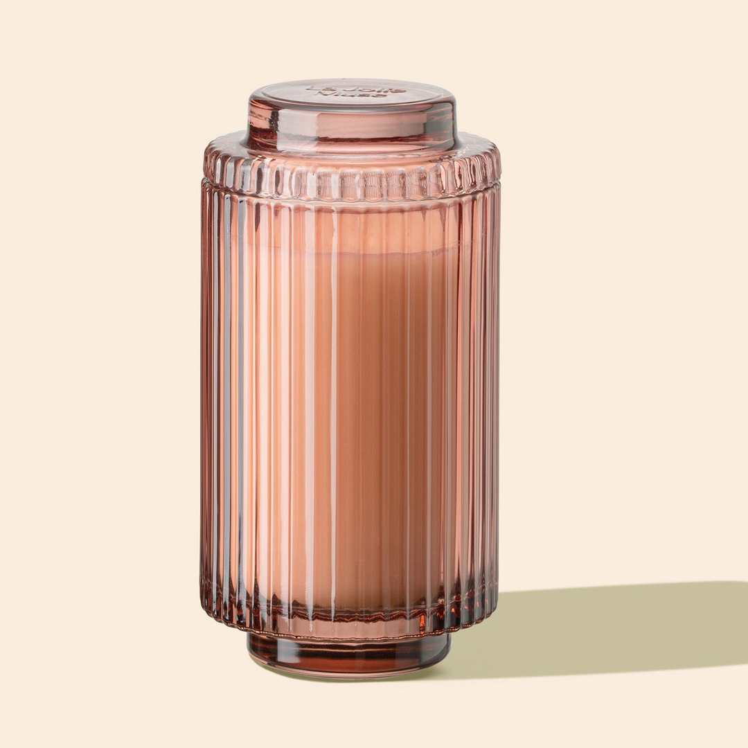 Aurélie Reeded Glass Candle: Watermelon Mint Zest (L)