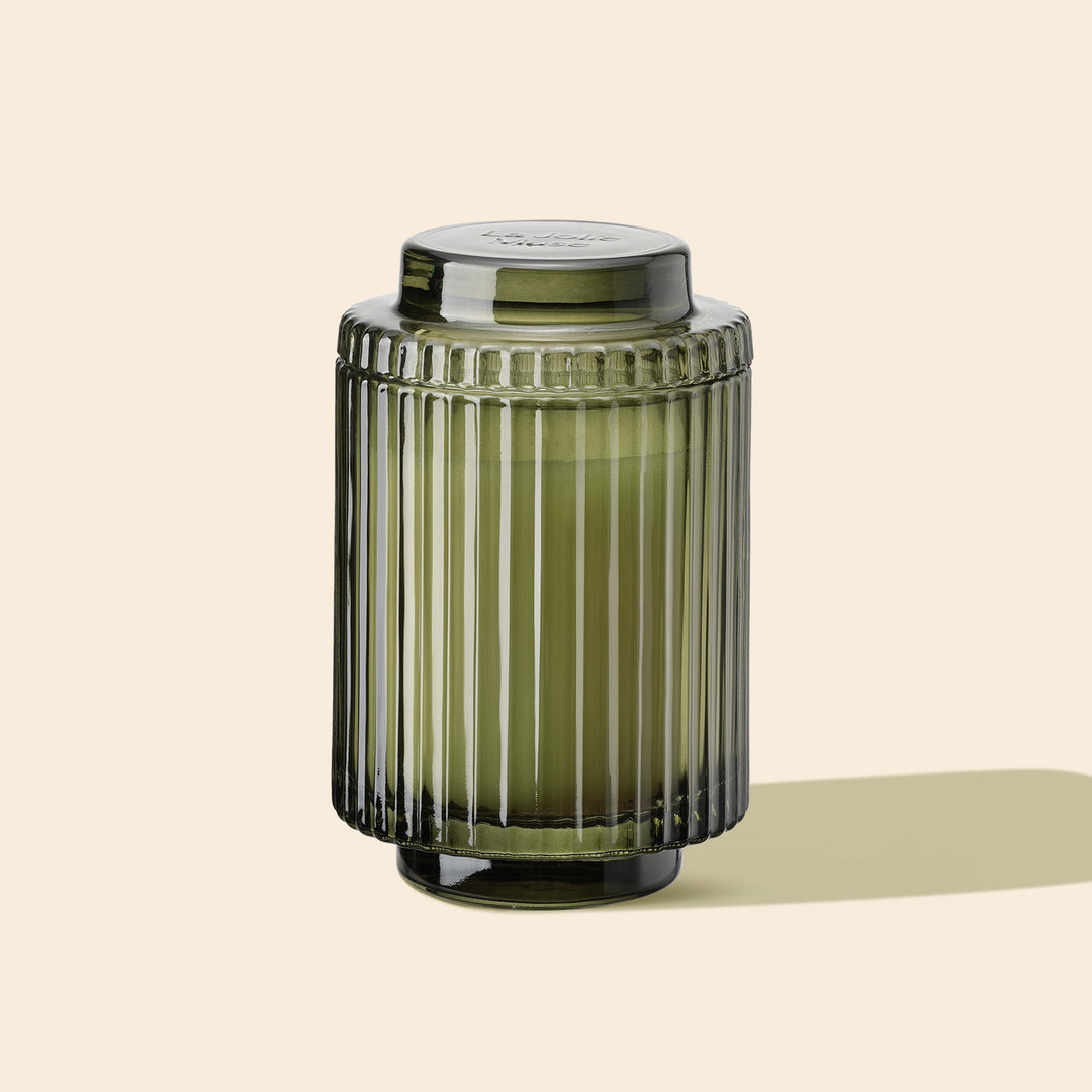 Aurélie Reeded Glass Candle: Mandarin Matcha (M)