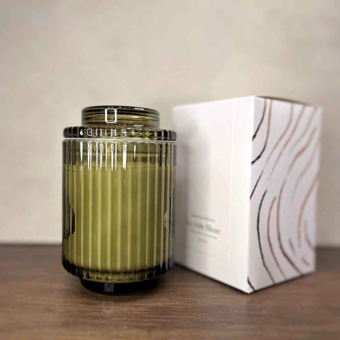 Aurélie Reeded Glass Candle: Mandarin Matcha (M)