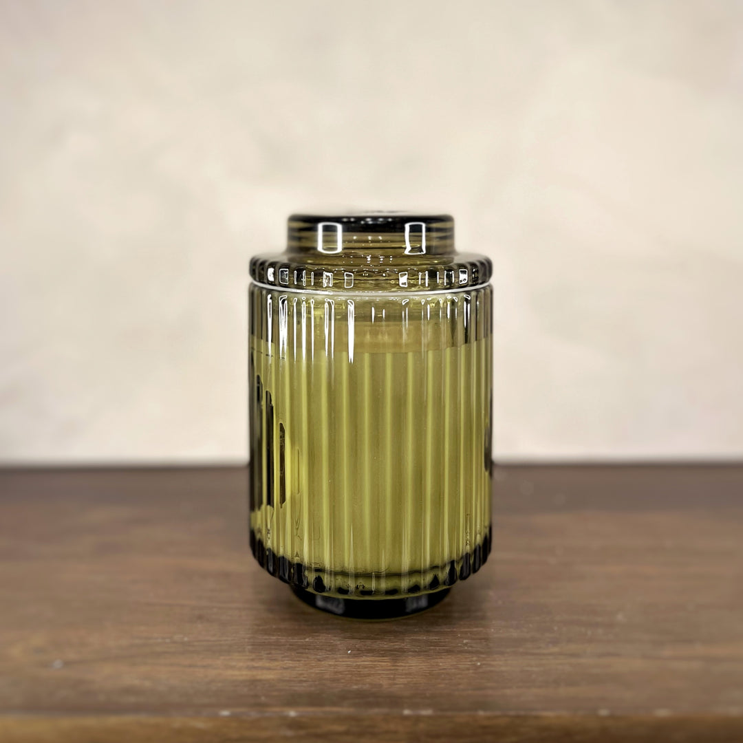 Aurélie Reeded Glass Candle: Mandarin Matcha (M)