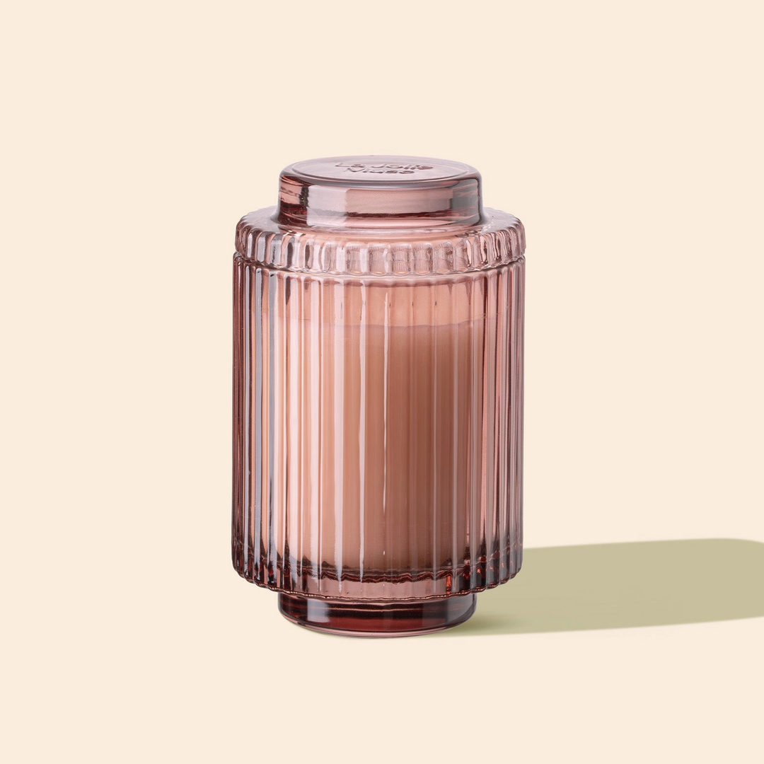 Aurélie Reeded Glass Candle: Santal Rosé - (M)