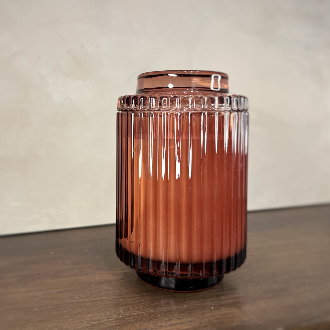 Aurélie Reeded Glass Candle: Santal Rosé - (M)