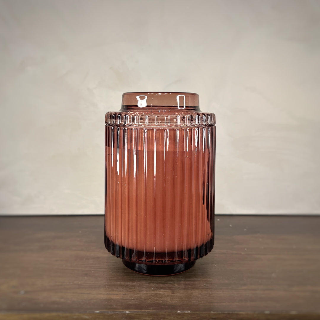 Aurélie Reeded Glass Candle: Santal Rosé - (M)