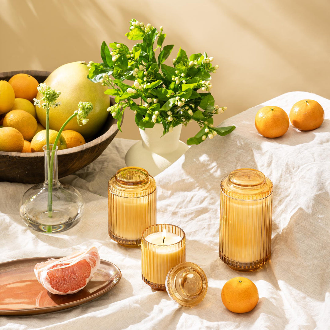 Aurélie Reeded Glass Candle: Yuzu & Neroli Blossom (M)