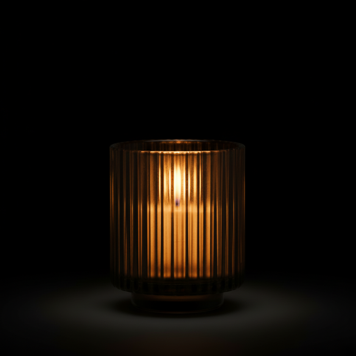 Aurélie Reeded Glass Candle: Hearth & Velvet Flames - (M)