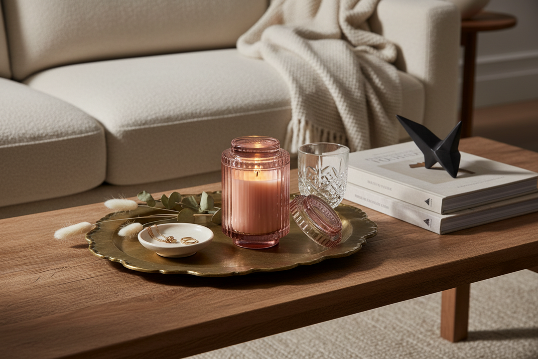 Aurélie Reeded Glass Candle: Santal Rosé - (M)
