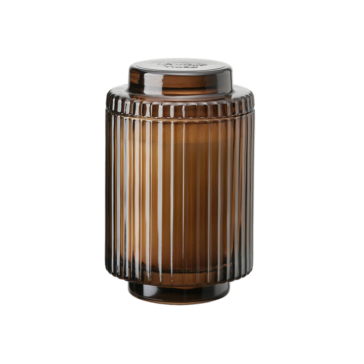 Aurélie Reeded Glass Candle: Saffron & Oud - (M)