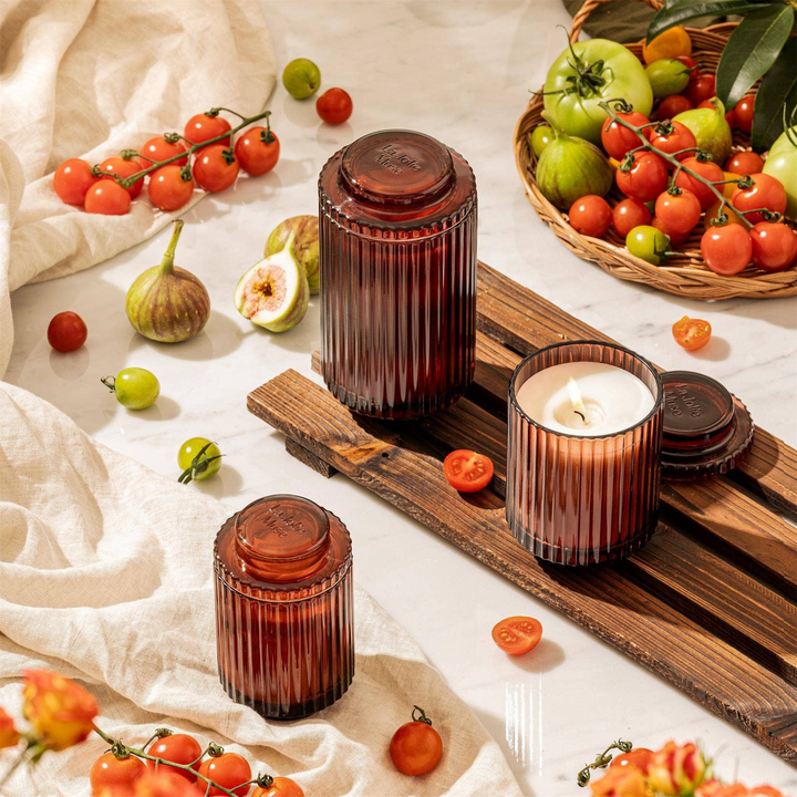 Aurélie Reeded Glass Candle: Tomato & Vine (L & M)