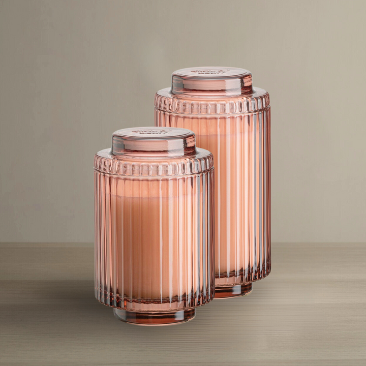 Aurélie Reeded Glass Candle: Watermelon Mint Zest (L & M)