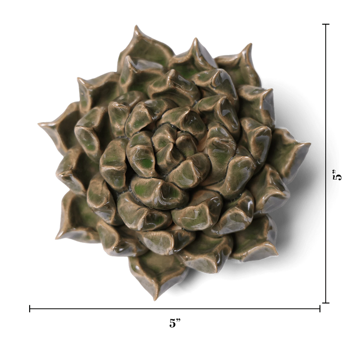 Ceramic Flower Wall Art Succulent Green 6: Large Succulent Green