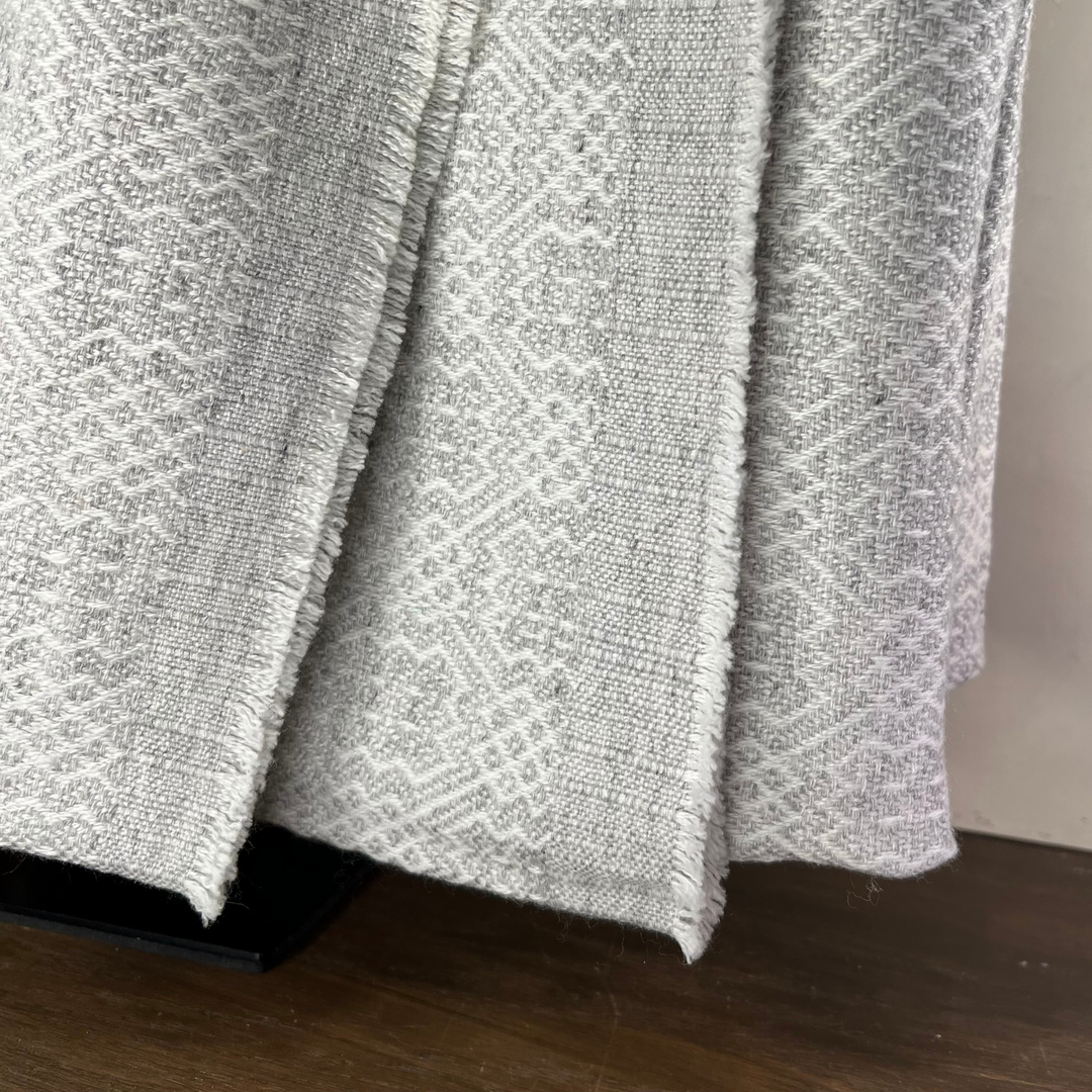 Dhanvi Patterned Cashmere Blanket - Light Grey