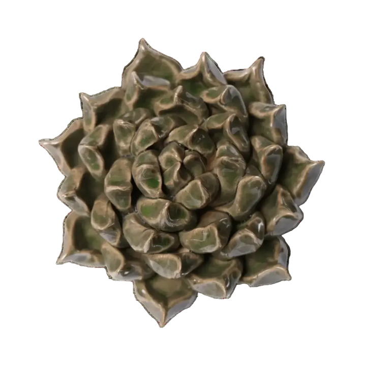 Ceramic Flower Wall Art Succulent Green 6: Large Succulent Green