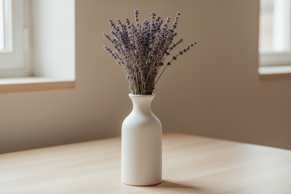 Lavender bouquet styled in vase