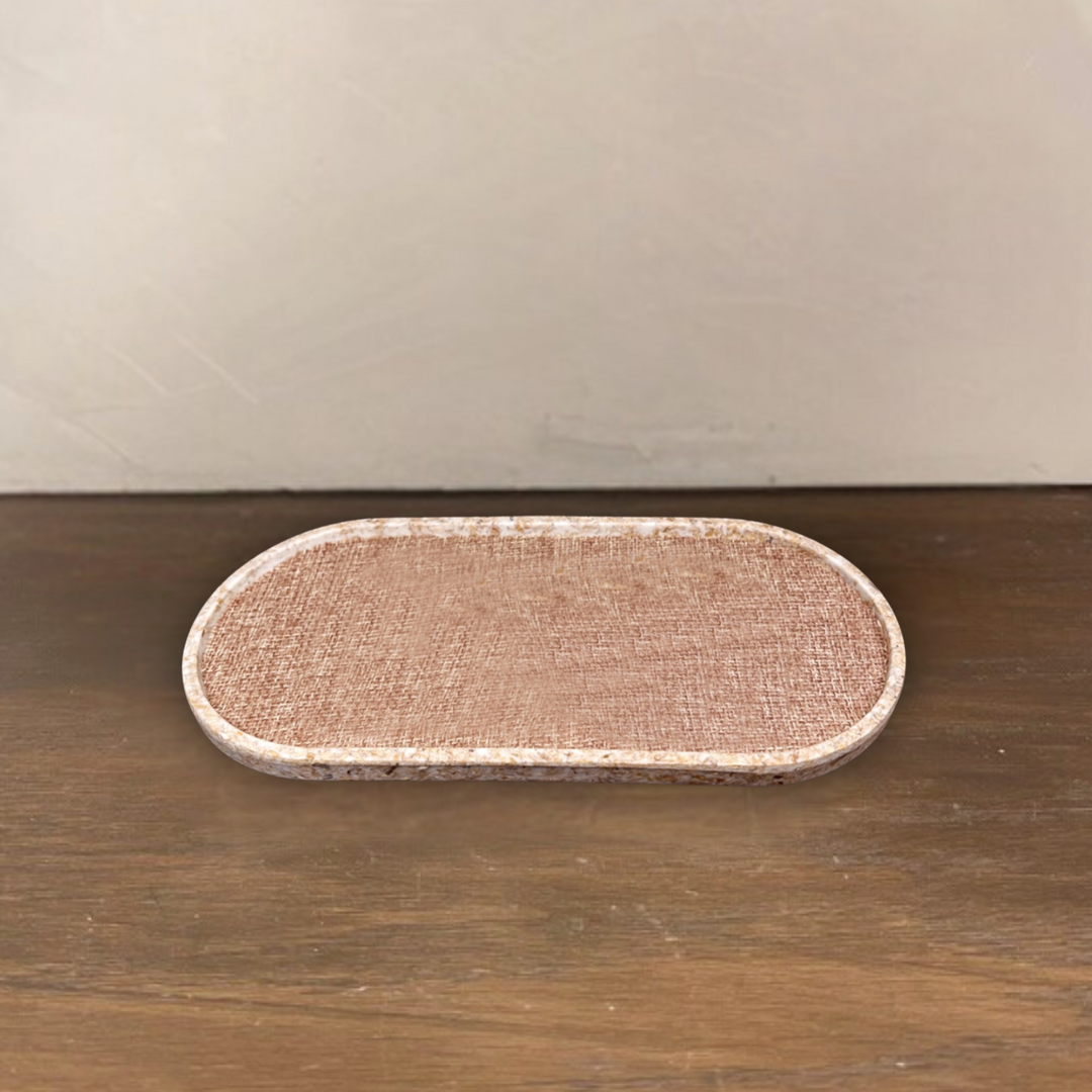 Linen Lacquered Oval Tray