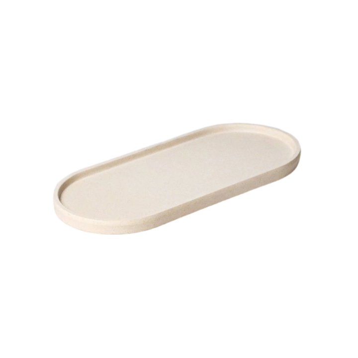 Upcycled Oval Tray: Bamboo Fibre White