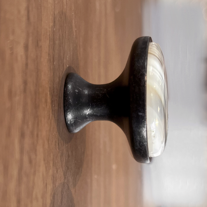 White & Grey Agate Cabinet Knob