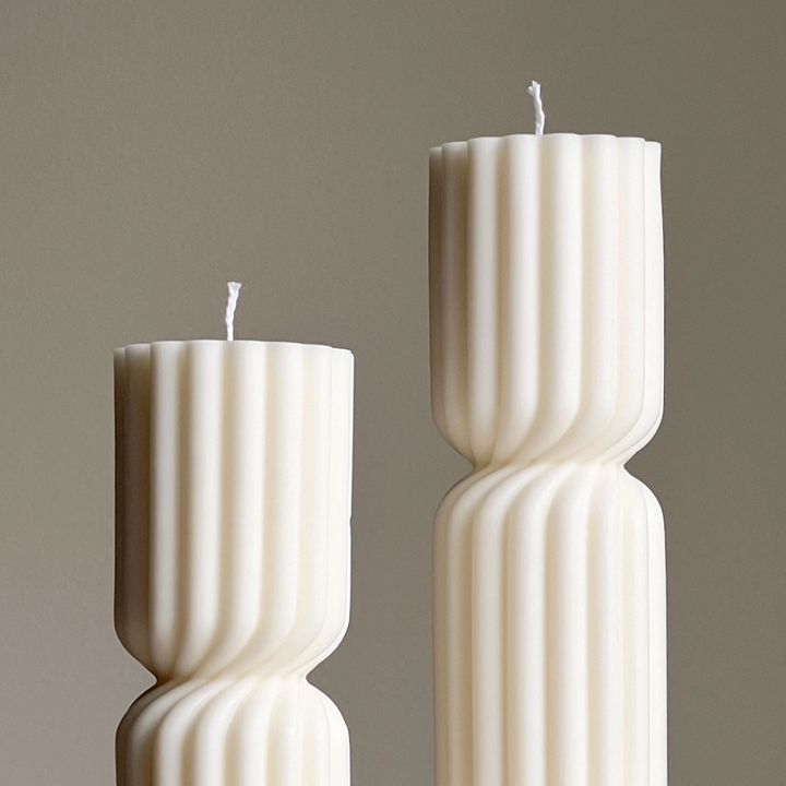 Fluted Hourglass Pillar Candle