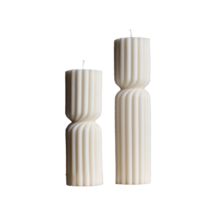 Fluted Hourglass Pillar Candle