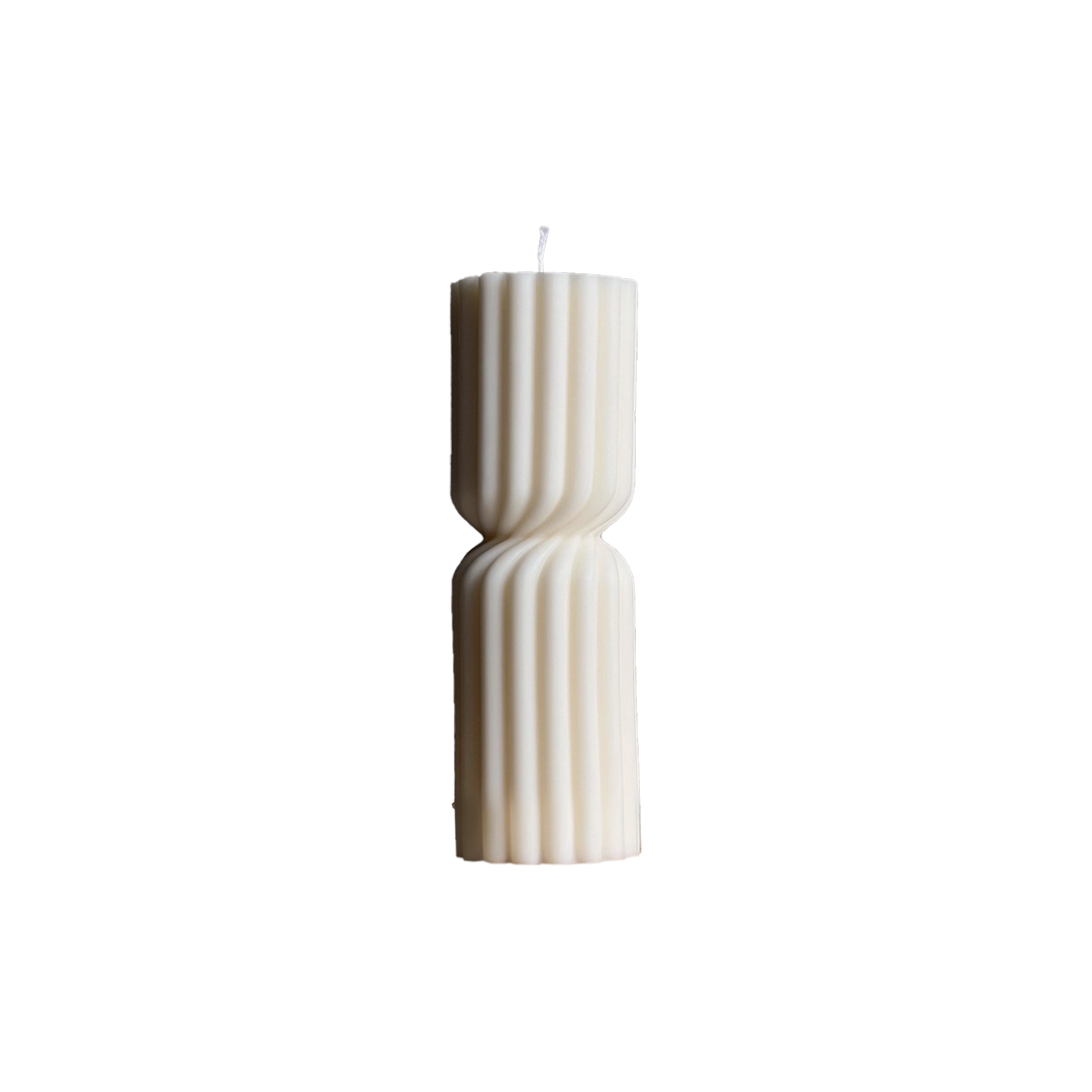 Fluted Hourglass Pillar Candle