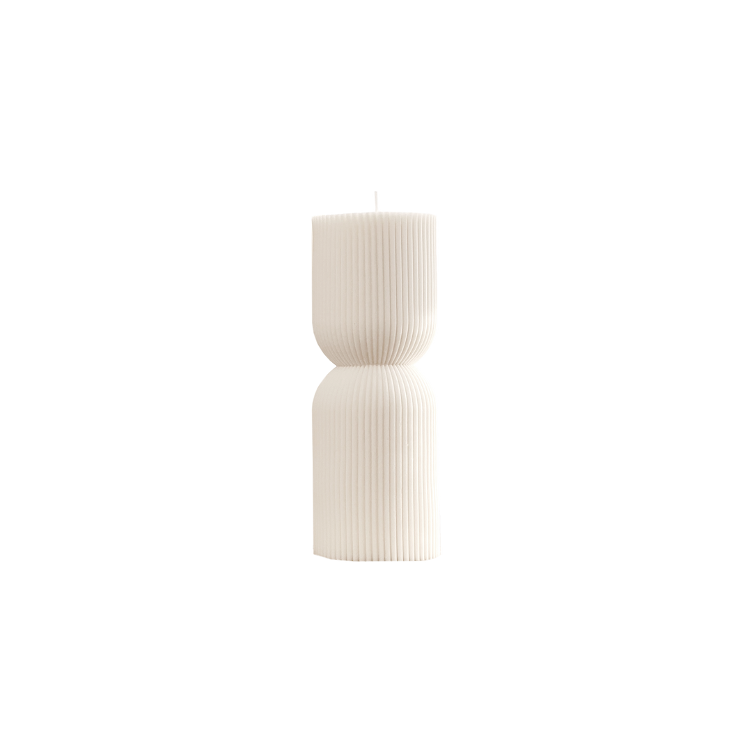 Ribbed Hourglass Pillar Candle