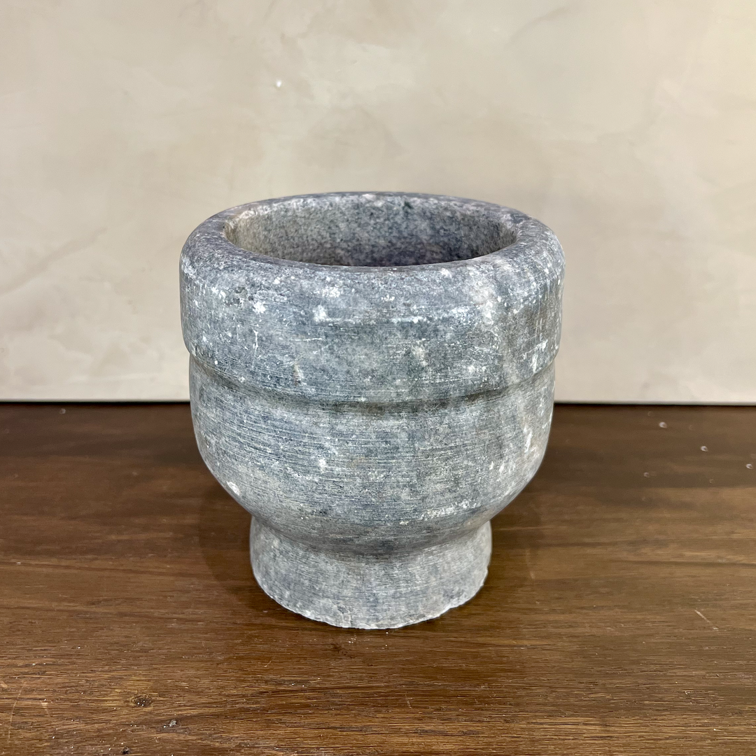 Carved Stone Pedestal Bowl