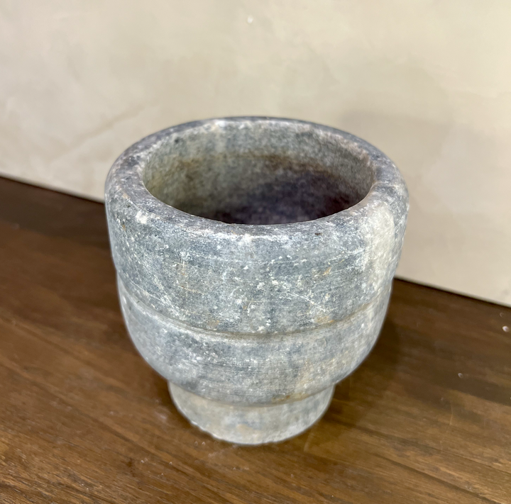 Carved Stone Pedestal Bowl