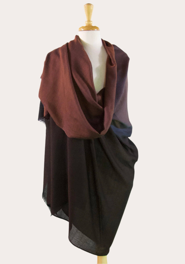 Ombre Wool Silk Throw Blanket - Cocoa